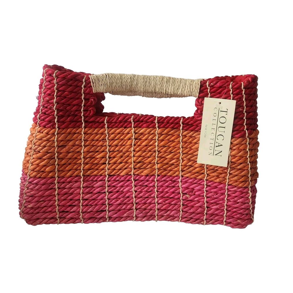 Toucan Collection New York Colorful Orange & Punk Straw Utility Tote